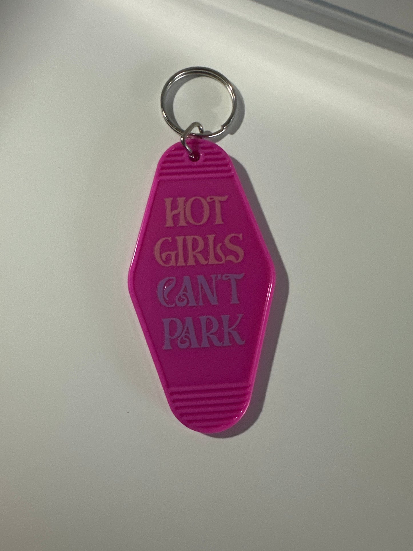 Hot Girls Can’t Park Pink Keychain