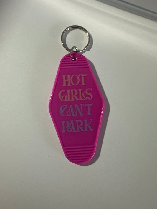 Hot Girls Can’t Park Pink Keychain