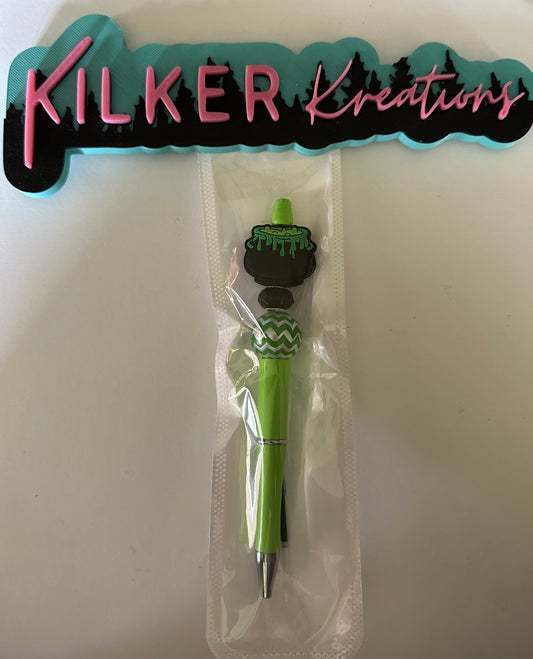 Green Cauldron Beaded Pen