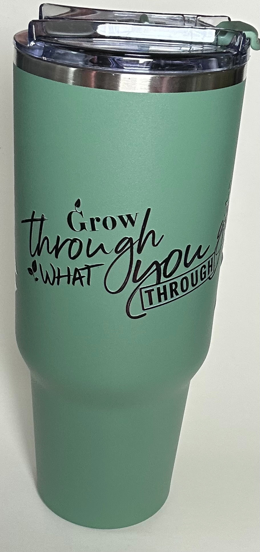 40 ounce Sage Green Tumbler- Grow Through