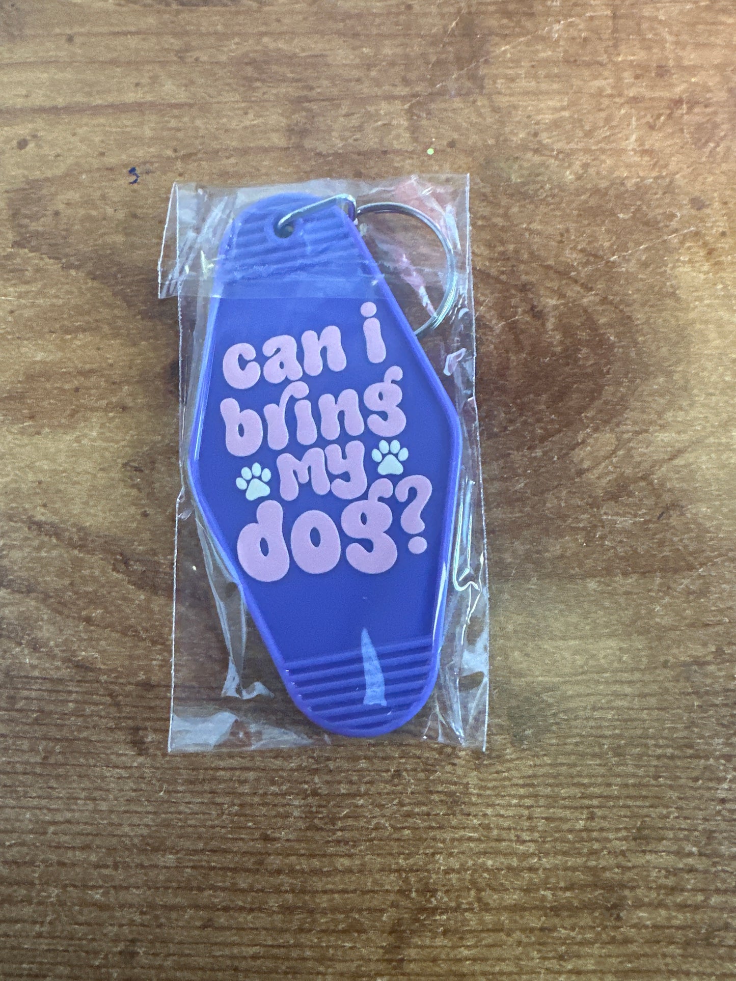Can I Bring My Dog Purple Keychain
