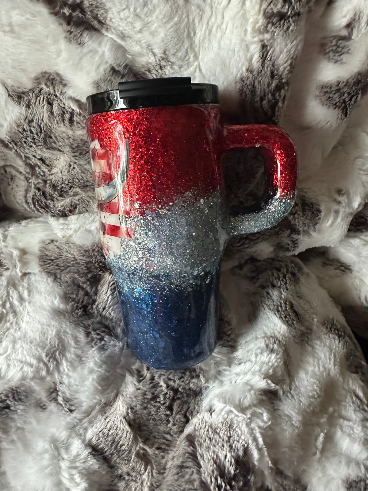 17 ounce little hog handle tumbler- red/white/blue skull