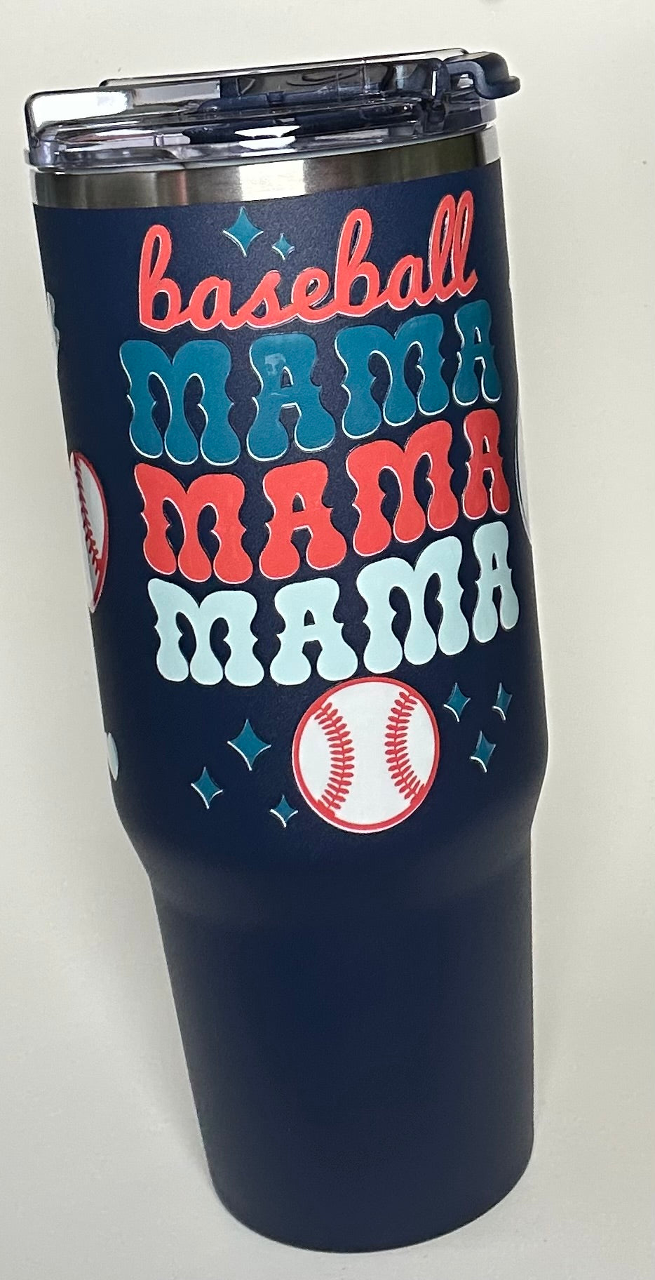 30 ounce Navy Stainless Steel Baseball Mama Tumbler
