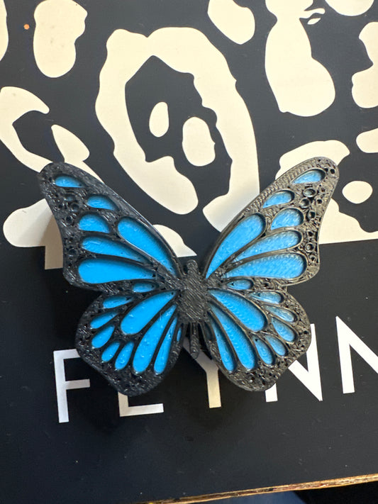 Black and Blue Butterfly Straw Topper