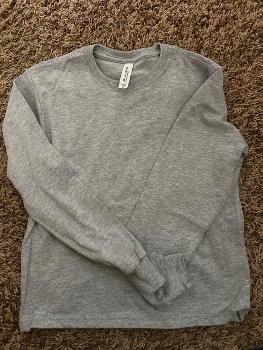 Bella Canvas Heather Grey Long Sleeve Kid’s Shirt