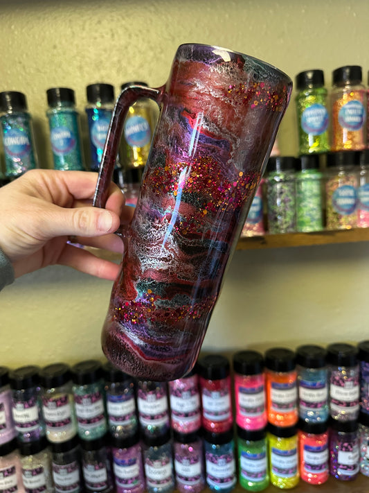 20 ounce handled ink swirl tumbler