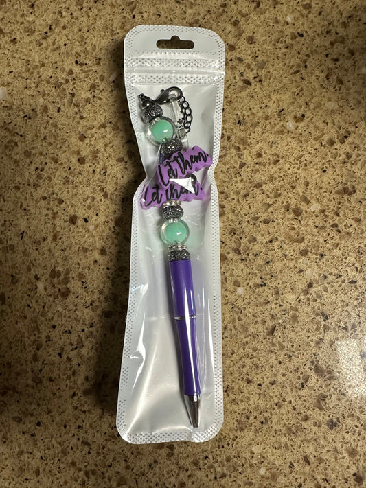 Let Them Beaded Pen and Straw Charm
