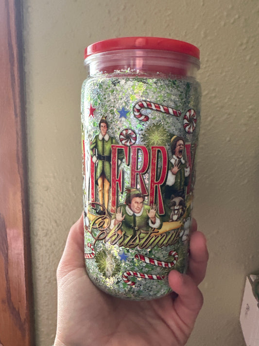 Merry Christmas 16 ounce dry glitter tumbler