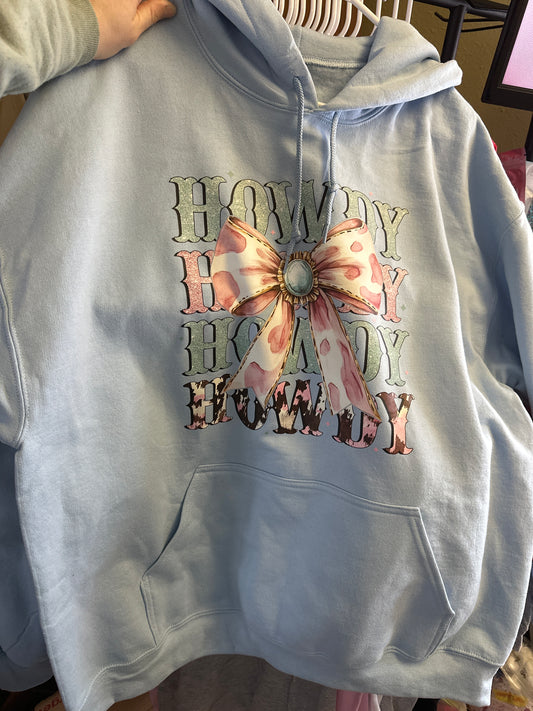 Gildan Light Blue Adult Sweatshirt size XL Howdy Bow