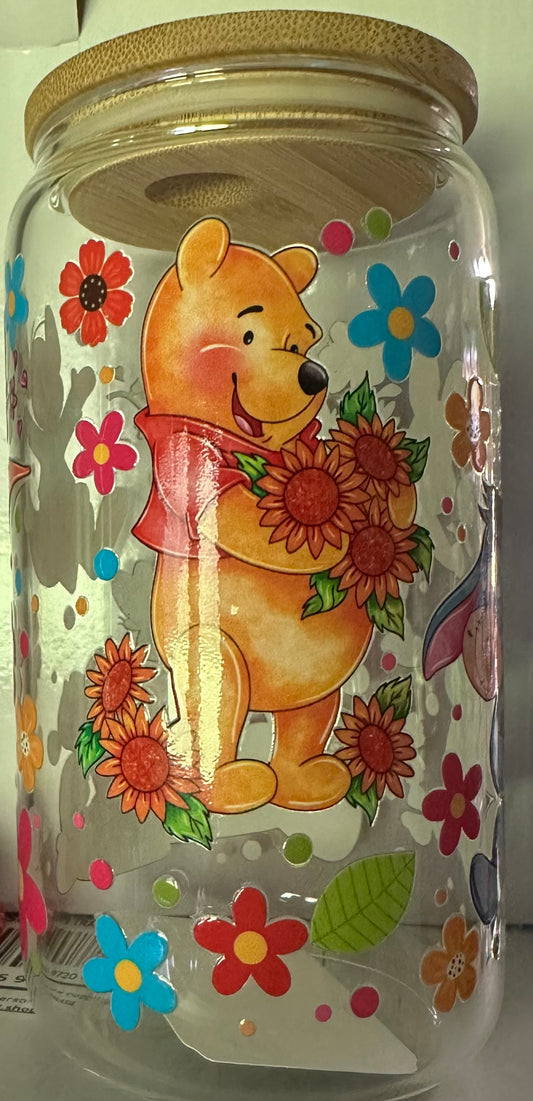 16 ounce Glass Pooh Cup