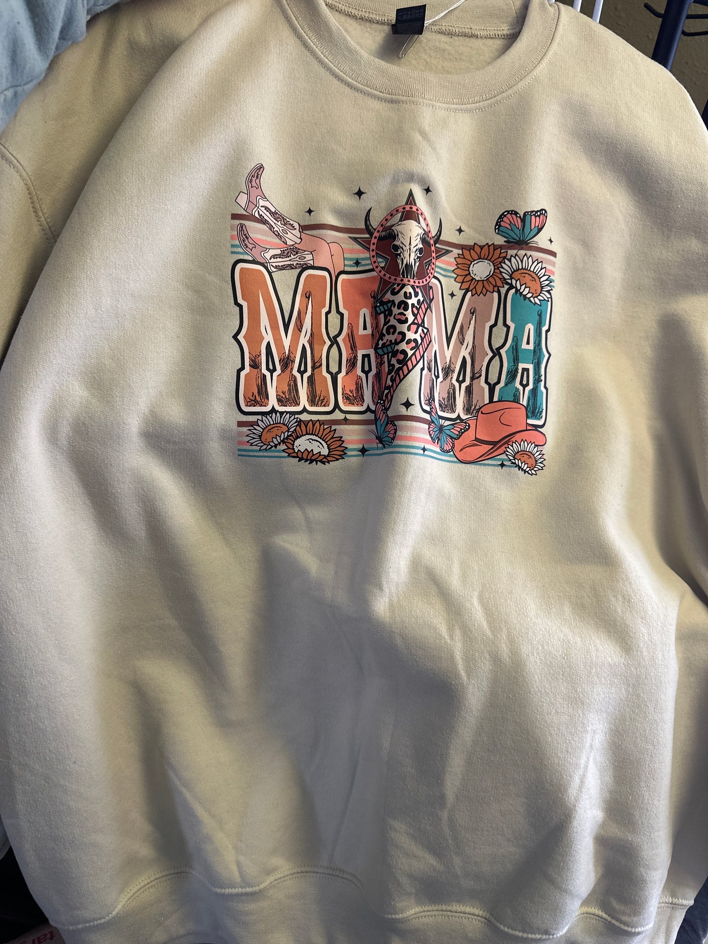 Gildan Tan Adult Crewneck size XL Western Mama