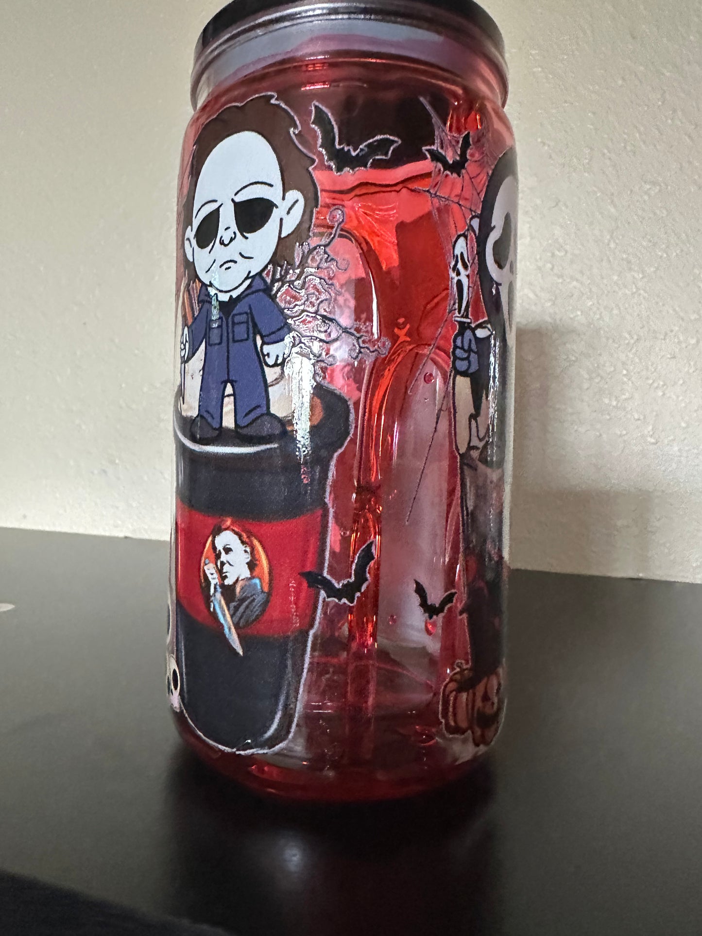 Creepy red drip 16 ounce tumbler