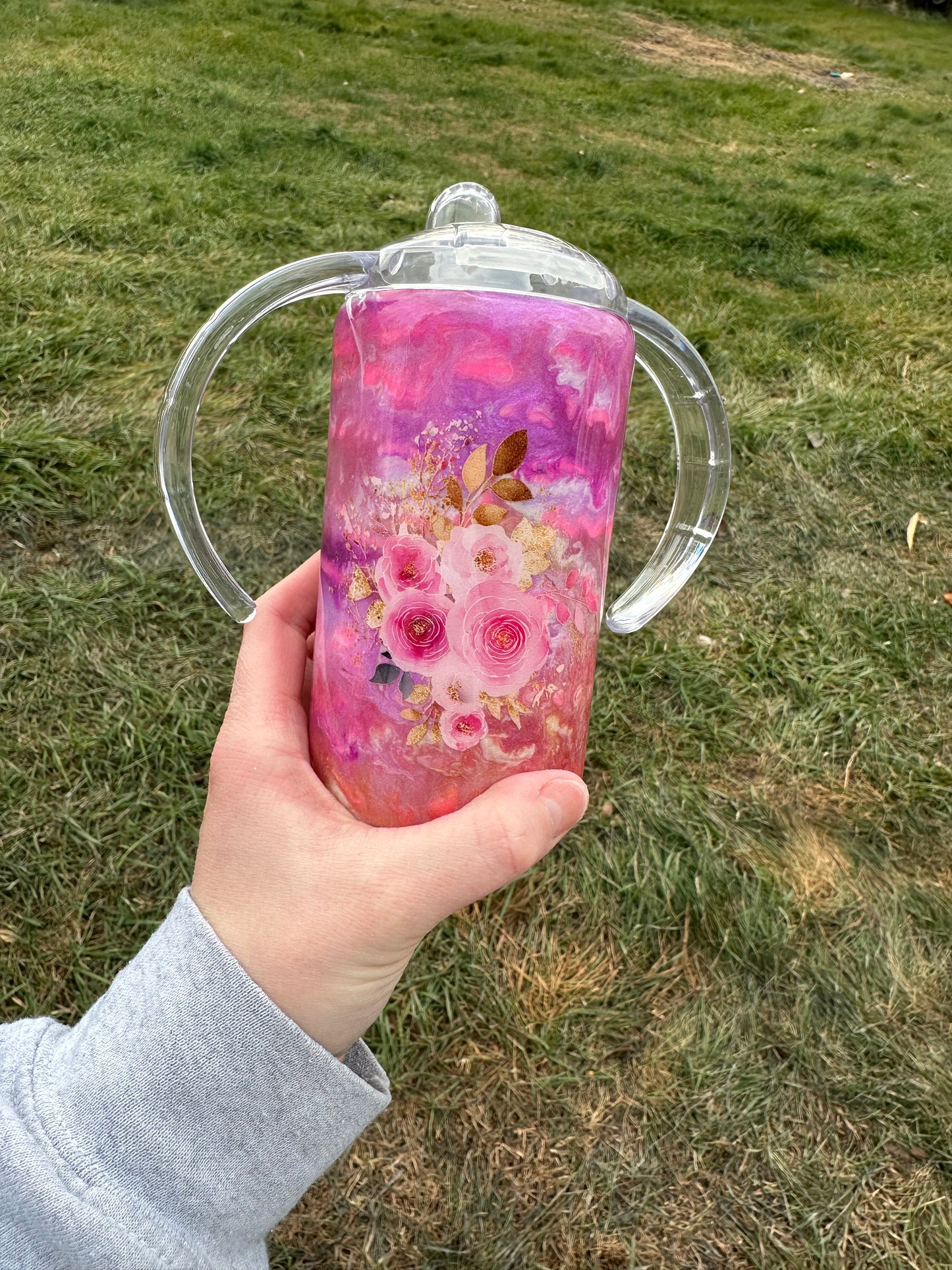 12 Ounce Straight Sippy/Lid Epoxy Glow Tumbler