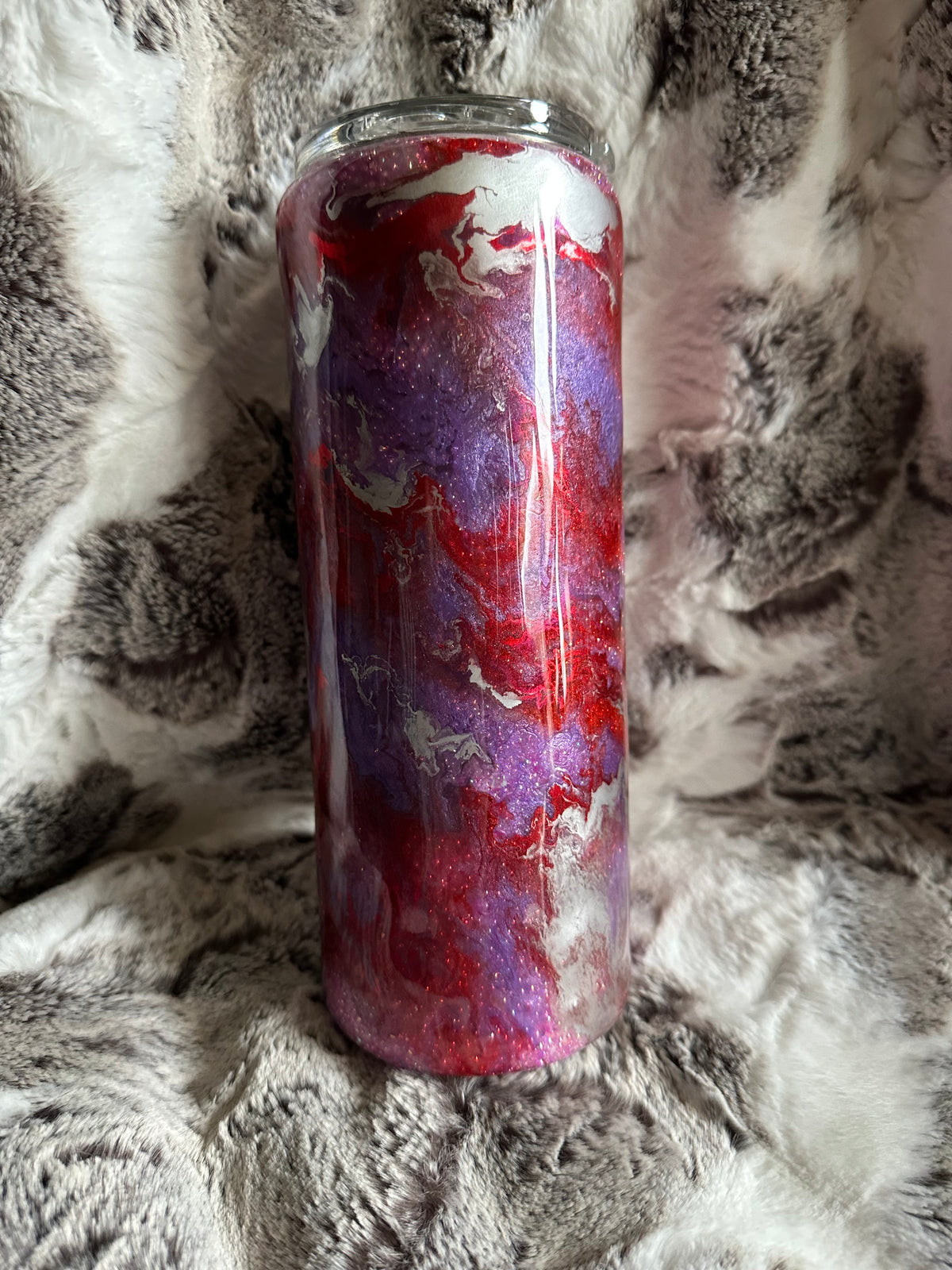 Red/Purple/Silver Ink Swirl 30 ounce tumbler