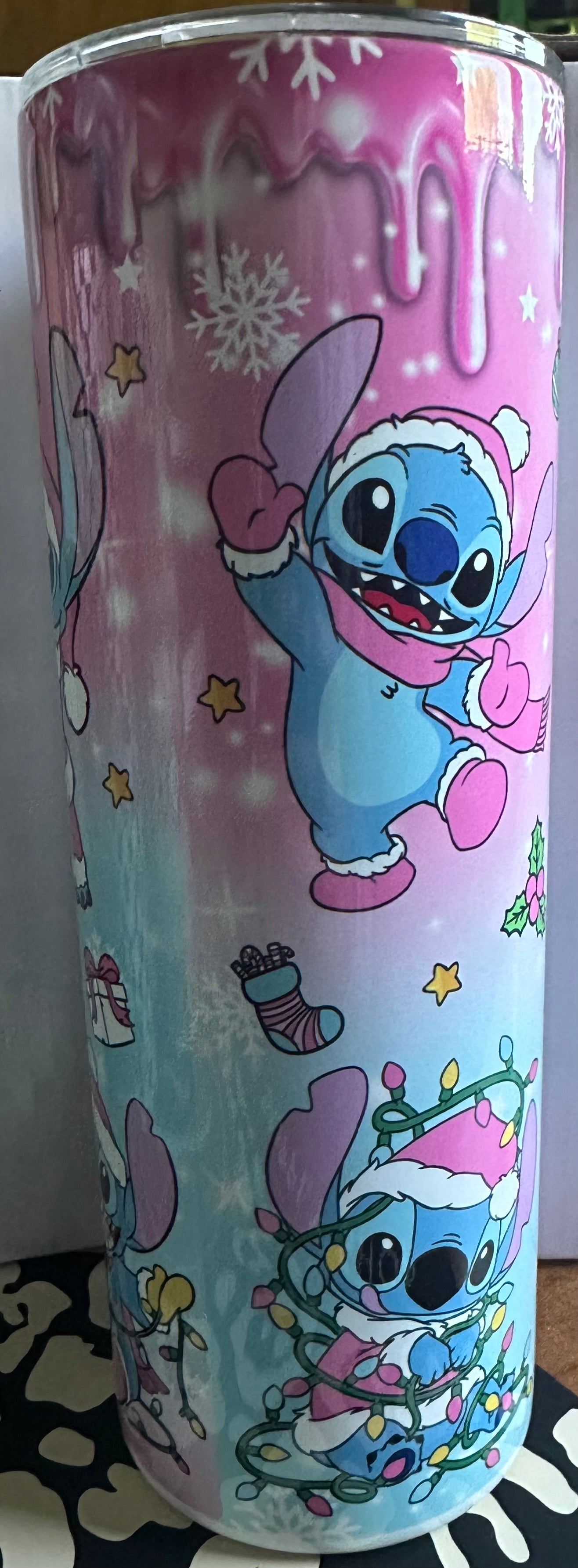 Stainless Steel 20 ounce Tumbler Blue Guy Christmas