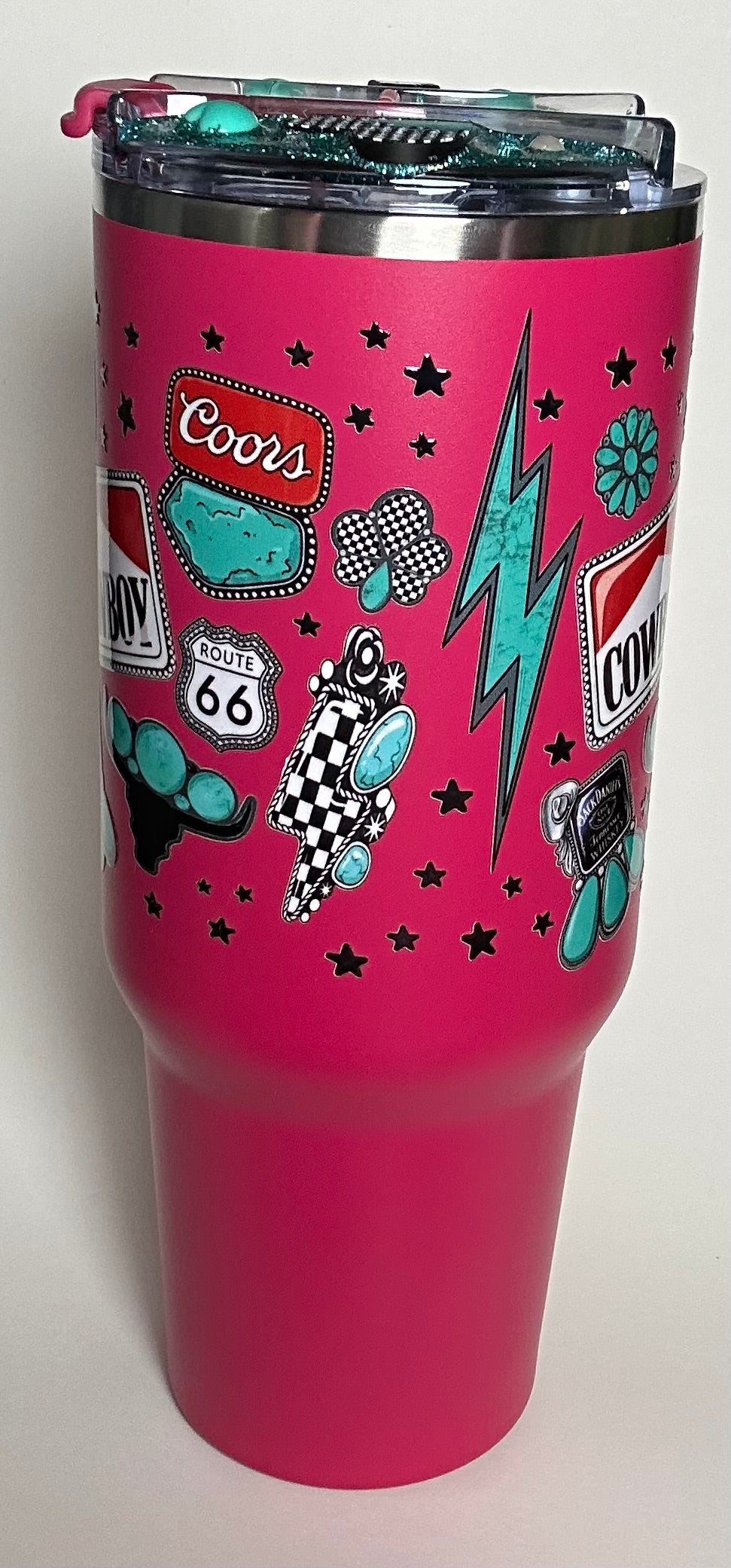 40 ounce Hot Pink Western Tumbler
