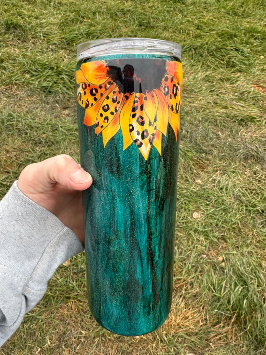 20 ounce Skinny Sunflower Epoxy Tumbler