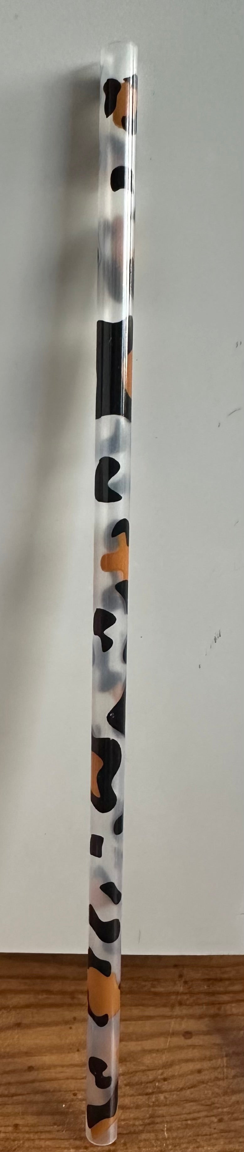 Brown and Black Leopard Print Straw