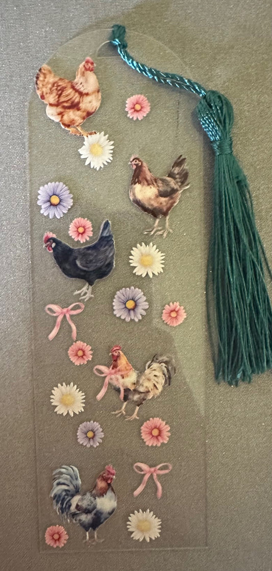 Chicken Bookmark Teal Tassel