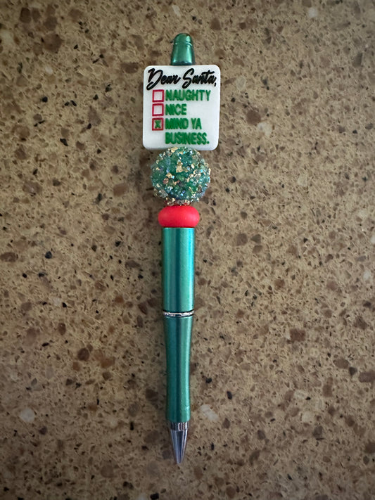 Green Santa Mind Ya Business Pen