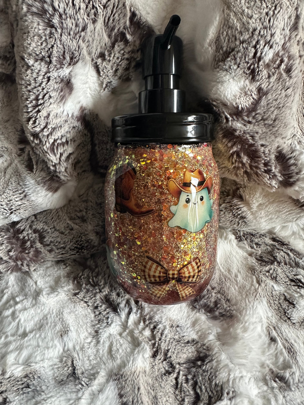 Pint soap jar- western fall ghost