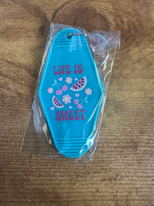 Life is Sweet Turquoise Keychain