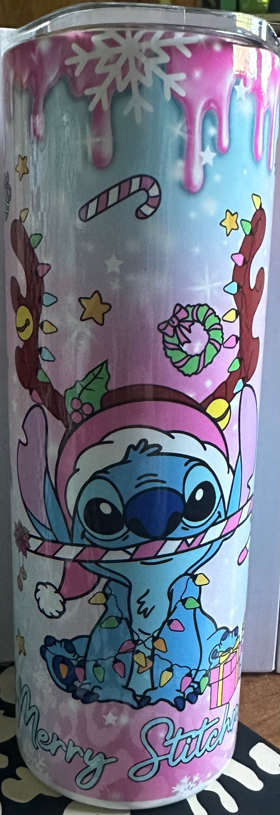 Stainless Steel 20 ounce Tumbler Blue Guy Christmas