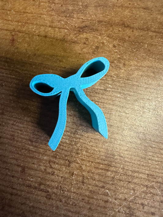 Blue Bow Straw Topper
