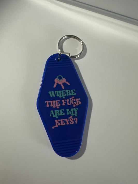 Where My Keys Blue Keychain