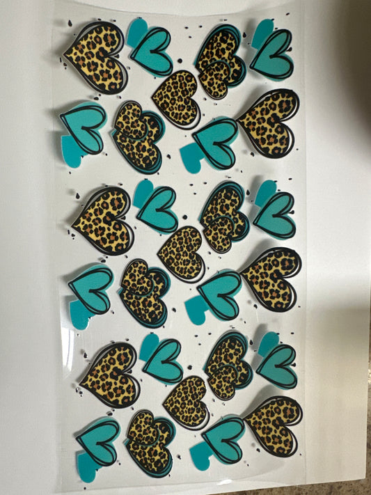 Teal and Print Hearts Cup Wrap