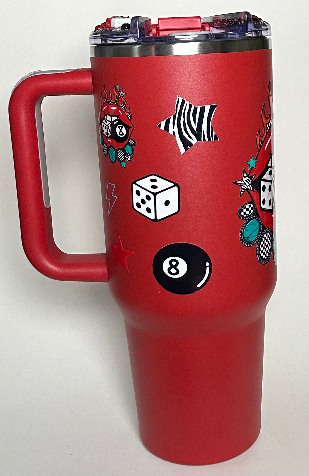 40 ounce Red Tumbler- Flaming Lips and Turquoise