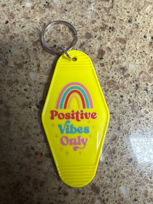 Yellow Positive Vibes Only Keychain