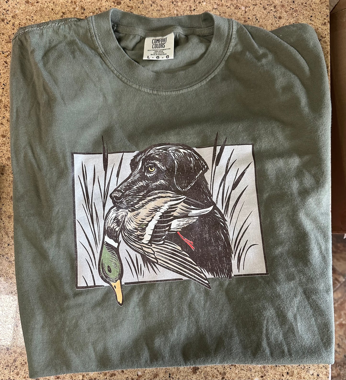 Comfort Colors Green T Shirt Size Large Hunting Dog