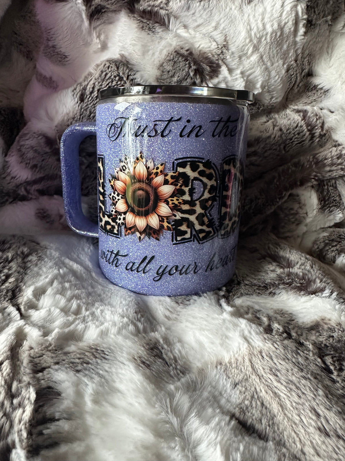 10 ounce Lavender Lord coffee tumbler