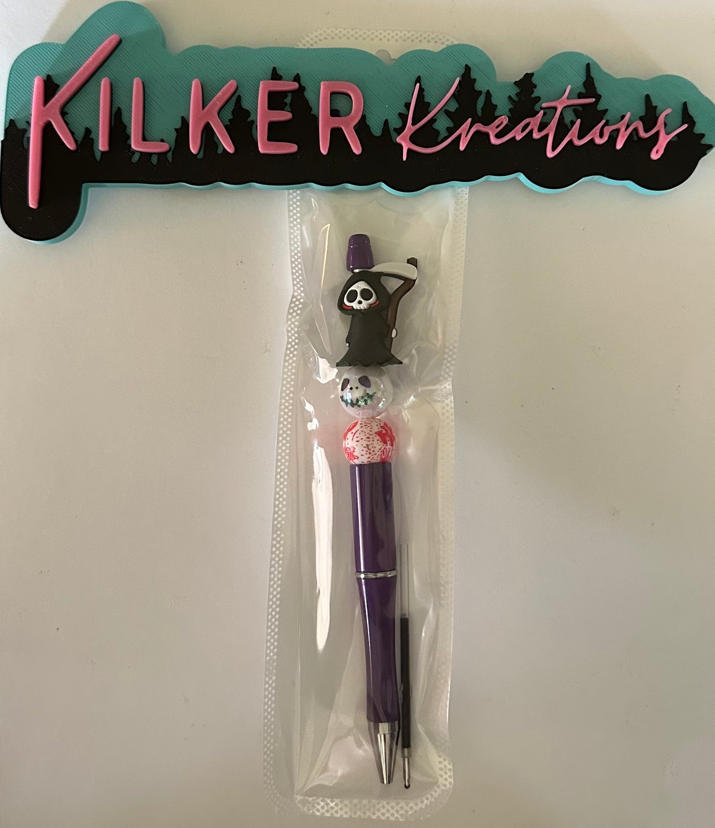 Purple Beaded Halloween Pen
