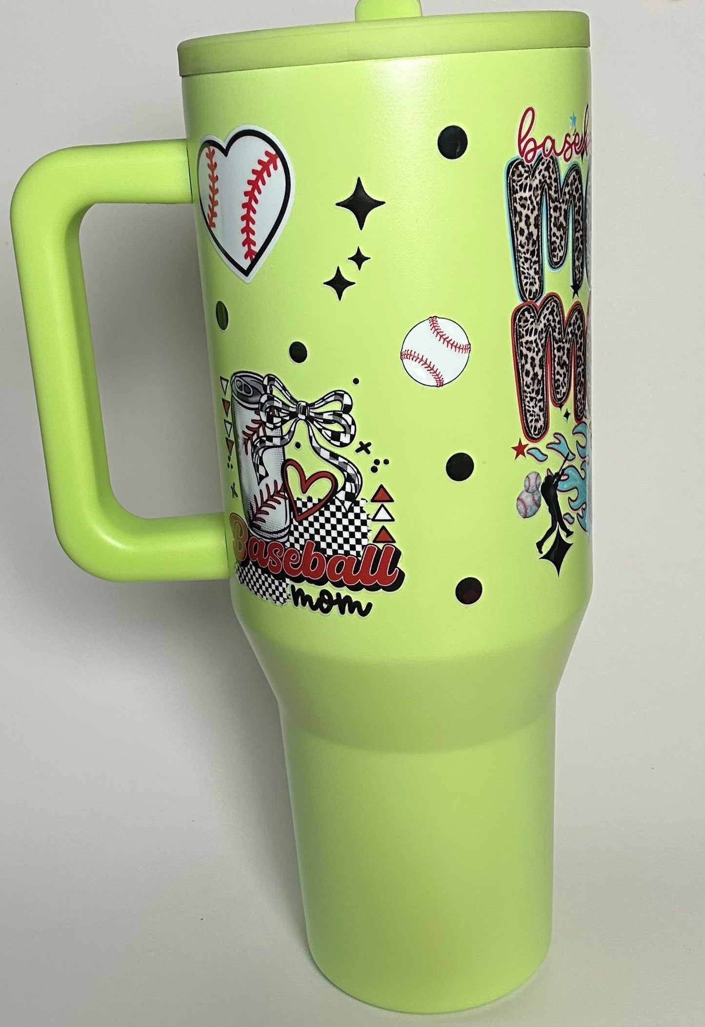 40 ounce Neon Melon Baseball Mama Sipper Tumbler