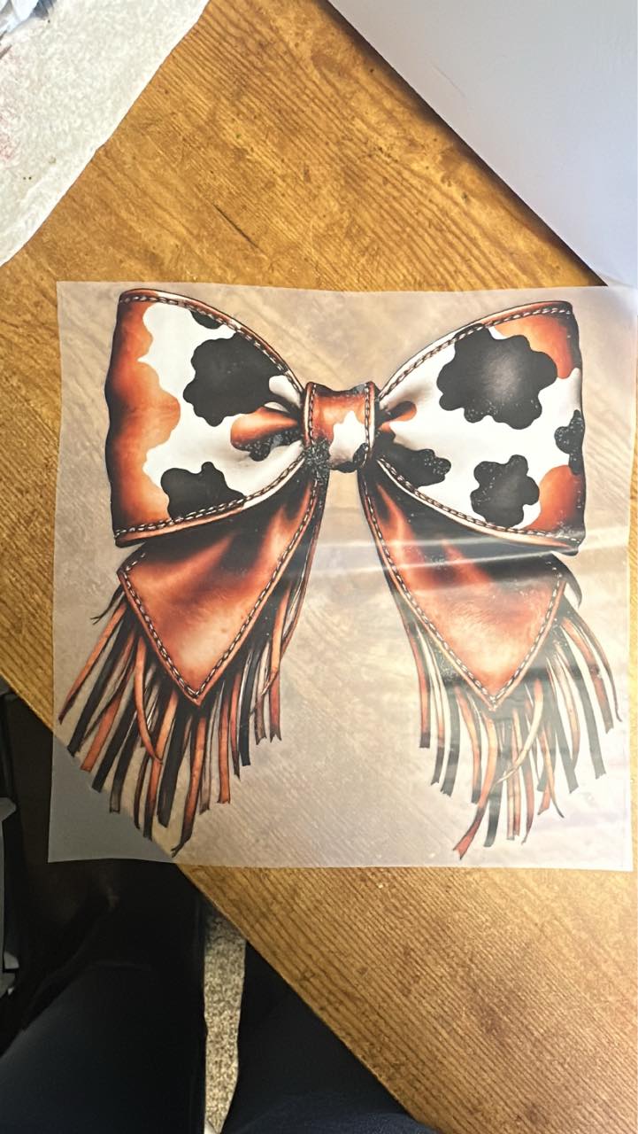 Leather Cow Print Bow
