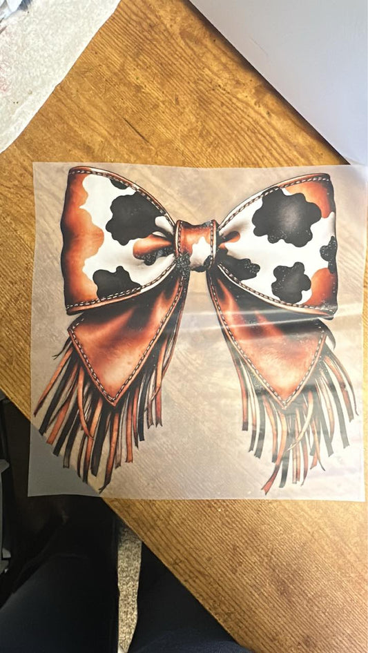 Leather Cow Print Bow