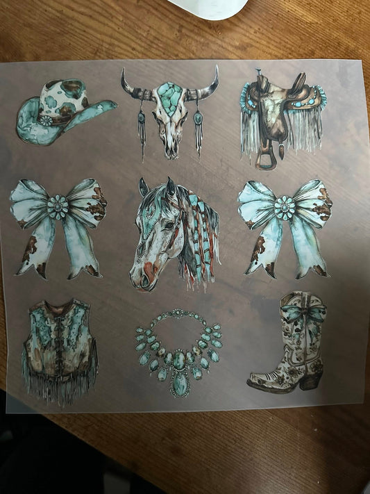 Baby Blue Western Transfer