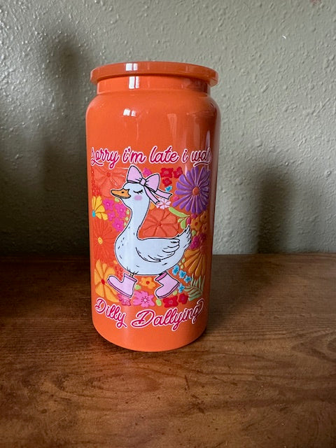 Orange Dilly Dally Stainless Steel Cup