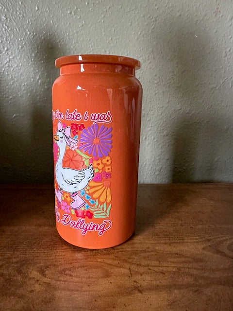 Orange Dilly Dally Stainless Steel Cup