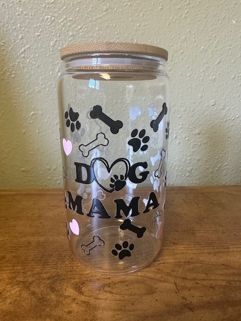 Dog Mom Glass Cup