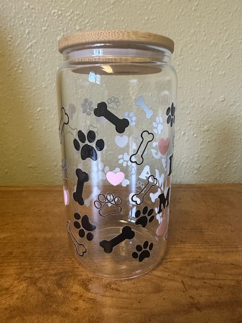 Dog Mom Glass Cup