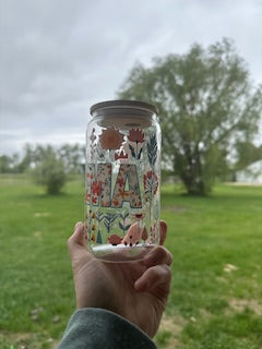 Mama Floral Glass Cup
